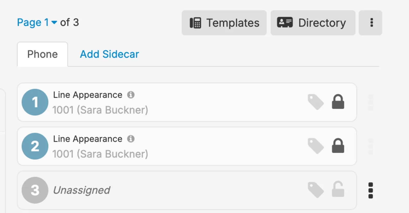 The tabs above button 1: Phone, and the sidecar tab next to it