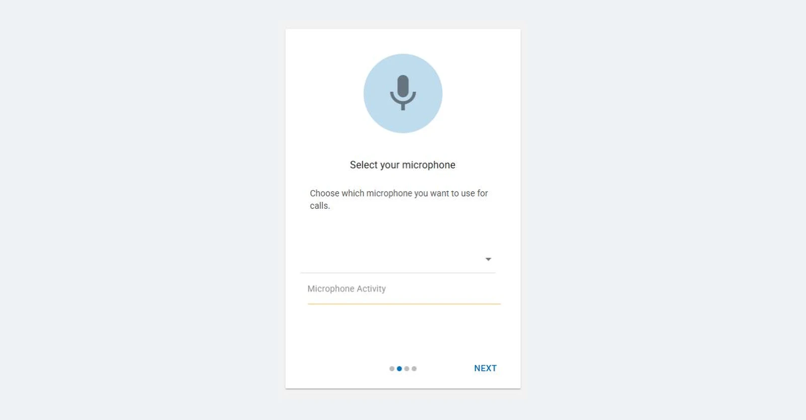 Select your microphone screen